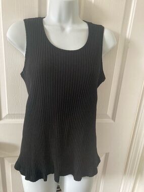 Eileen Fisher Black Ribbed Scoop Neck Tank